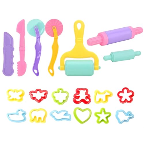 Kinretixia 19 Piezas Set de Accesorios de Plastilina, Herramientas de Modelado, Conjunto de Plastilina Colorida con Máquina de Plastilina y Moldes, Fomenta la Creatividad y la Motricidad Fina