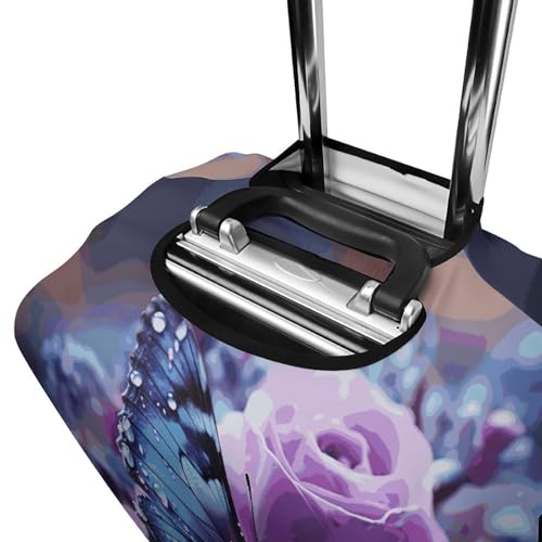 Housse de valise élastique violette et blanche taille M en polyester résistant - 5