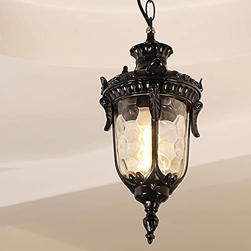 Mengjay Trade Luminaire suspendu plafond noir aluminium moulé sous pression E27Chaîne lampe suspendue étanche extérieure ajustable Suspension Lanterne...