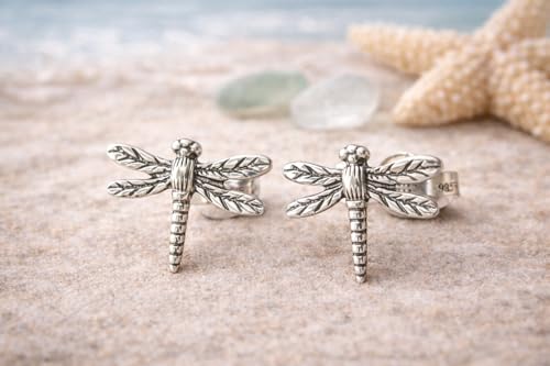 Boucles d'oreilles libellule argent 925 clous discrets au quotidien - 4