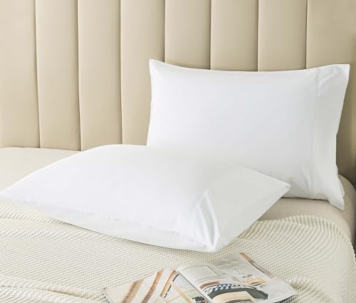 WhatsBedding Queen Size Pillowcases Set of 2, 20x30 Cotton Pillow Case with Envelope Closure, Soft & Breathable Pillow Covers for Bed, White