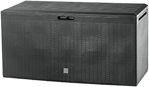 Produktbild von KADAX Kiste, 116,6x47x59,5cm Aufbewahrungsbox Aus Kunststoff 290l Gartentruhe Mit Griffen Und Verschluss Gartenbox Fuer Aufbewahrung Von Kissen