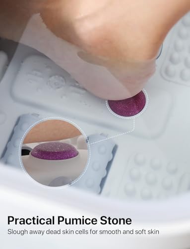 ALLJOY ALLJOY Fußbad Massagegerät Klappbarer Hitze Blase Fußsprudelbad für Fußschmerzlinderung Fussbadewanne 24 Temperaturregelung 6 Timer Massagerollen Rotes Licht Geschenk für Männer Frauen - Funktionsansicht 5 | Badezubehör