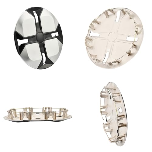 Image of Cross Silver with Black Hubcap Wheel Cover Replacement Kit 12 inch Hub Caps Wheel Rim Cover Car Exterior Accessories Pack of 4, 12 inches