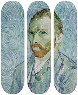 MUSART Wood Skateboard Triptych Wall Art Wall Decor Vincent Van Gogh Self Portrait (1889) Limited Edition of 100 32″H x 8″L x 0.5″W Inches