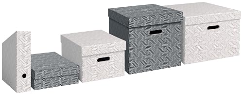 Leitz VON 3er Set Stehsammler, A4, 700 Blatt, 100% Recyclingkarton, Geometrisches Design, Für Schule, Studium und Haushalt, Weiß, 3 Stück, 61570001