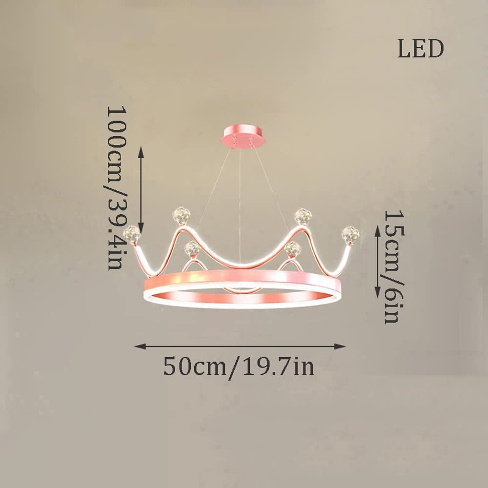 Lampadario Per Ragazze Principessa Da 20" Per Camera Da Letto Lampadario A Corona In Oro Rosa Per La Camera Dei Bambini Lampadario Dimmerabile A LED Lampada A Sospensione Moderna Rotonda A Sof