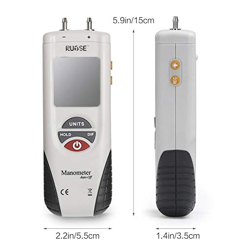 Rupse Hand-held HT-1890 Digital Differential Pressure Gauge Barometer Professional Digital Air Pressure Meter & HVAC Manometer