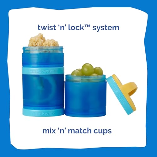 Image of Whiskware Stackable Snack Containers for Kids and Toddlers, 3 Stackable Snack Cups for School and Travel, Blue