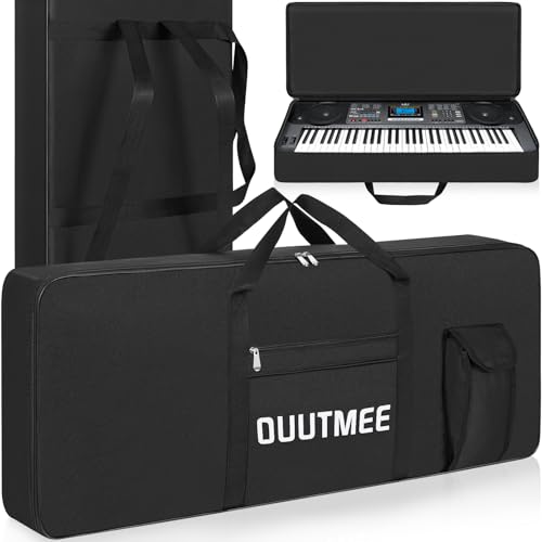 OUUTMEE Housse pour Clavier 61 Touches, Sac pour Clavier 61 Touches en Tissu Oxford 600D, Sac de Transport pour Clavier Piano Électrique 10MM Rembourré avec Poignées...