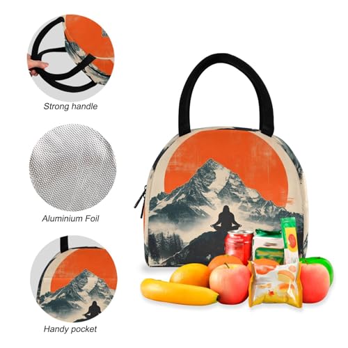 Backpack Lunch Box Set Large Capacity Travel Backpacks and Insulated Lunch Bag for Commute Hiking Picnic Sasquatch Landscape Print4
