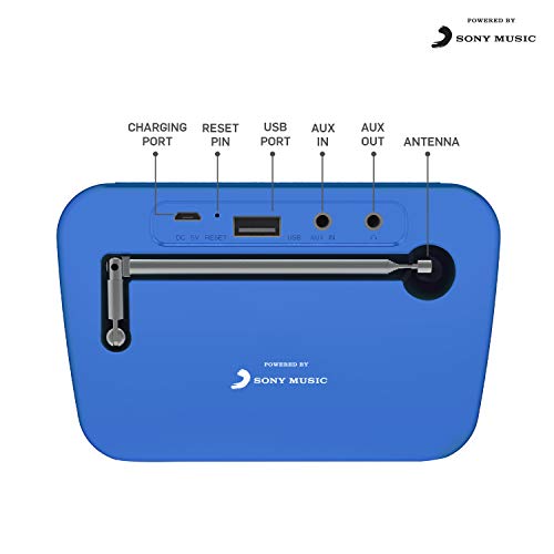 Image of Acoosta SUNO Hits - Powered by Sony Music, 1000 Preloaded Songs - 7 Stations & 250 Artists, Portable Wireless Bluetooth Speaker with Mic, FM Radio, USB, Aux in, Aux Out, True Wireless Stereo - (Blue)