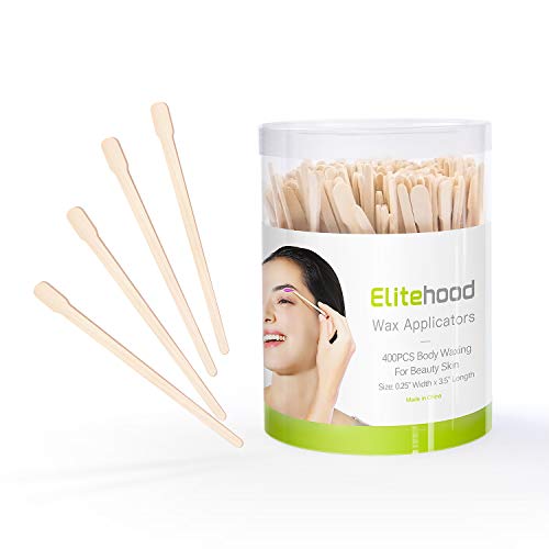 Elitehood 400 Pack Waxing Sticks Small Eyebrow Wax Sticks Wax Spatulas Small Wooden Waxing Applicator Sticks for Eyebrows & Face Hair Removal Sticks, Storage Containers bundled