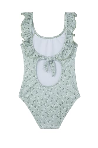 Image of Gottex Kids Square Neck Ruffle One Piece Swimsuit Chlorine Fade Resistant and Built-in UPF UV 50+ Protection