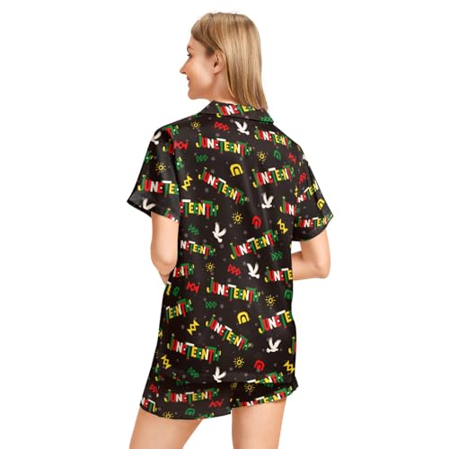Image of Silk Satin Pajama Set for Women Summer Lounge Pjs Sets 2 Piece Suit Ladies Button Down Tops And Shorts Sleepwear