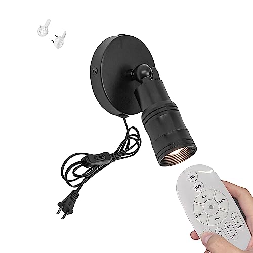SKIVTGLAMP Zoomable High Accent Uplight 12W COB LED Stepless Dimming Adjustment Remote Control Spotlight Light with 5.9ft On/Off Foot Button Switch Black Cord Extra Light Rotatable for Loft Gallery