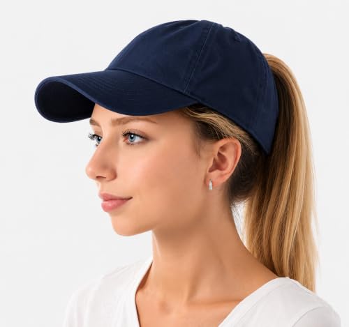 Image of Cotton Baseball Cap Dad Hat - Washed Low Profile Adjustable Hat for Men Women Casual Outdoor Running Golf