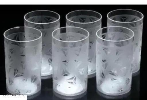 Image of TRISUL 6 pcs Set Dimond Design Transparent Round Shape Glass for Juice and brevrage Purpose usend in Kitchen Restaurant and club6PIS + D + Glass / 113 TR1861