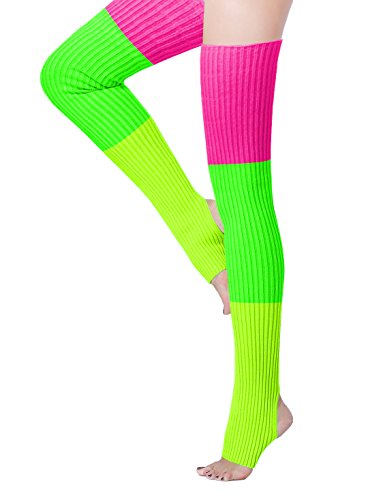 Image of v28 Women's Neon Knit Leg Warmer for 80s Party Dance Sports Yoga