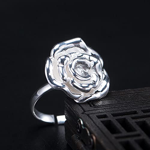 Cadeau d'anniversaire bague ouverte femmes au style fleur de rose - 4