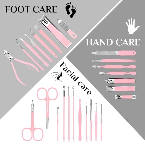 Image of MINKINH 26-Piece Manicure Set for Women, Pink At-Home Nail Care Kit
