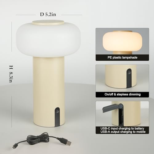 Image of WEILAILUX Waterproof Shower Lamp, Rechargeable Outdoor Table Lamp (Khaki)