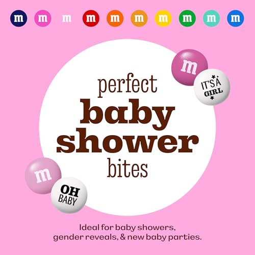 Image of M&M'S World It's A Girl Milk Chocolate Candy 2lb Bag with Pink and White M&M'S for Baby Girl Showers Gender Reveal Parties and Baby Celebration Favors