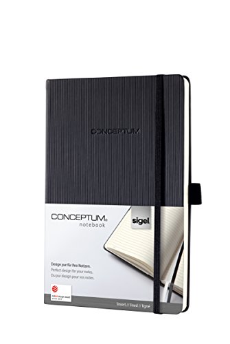 SIGEL CO122 Conceptum Libreta / Cuaderno, tapa dura, 14.8 x 21.3 cm, rayado, negro