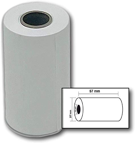 Lot de 100 - Bobines, rouleau thermique 57 x 27 x 12 pour Pidion ou terminal de paiement PORTABLE un mini rouleau papier thermique pour paiement mobile (Pidion, lngenico 8550) (Lot de 100)