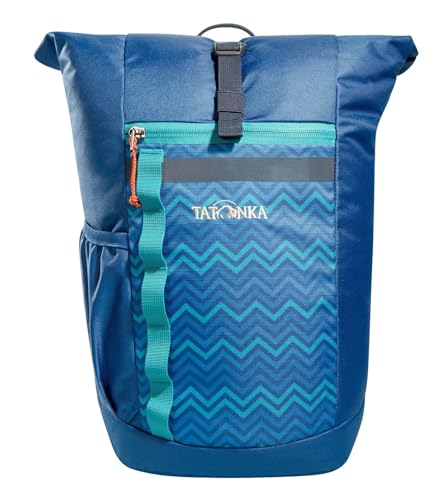 Tatonka Kinderrucksack Rolltop Pack JR 14L - Rucksack für Mädchen und Jungen im Grundschulalter - Inklusive Sitzkissen und Reflektoren für gute Sichtbarkeit - Aus recycelten Materialien (blue)