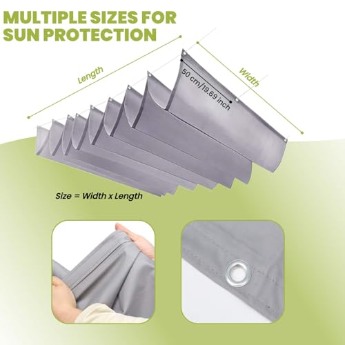 Voile d'ombrage rétractable gris clair 1,5x7m en polyester imperméable