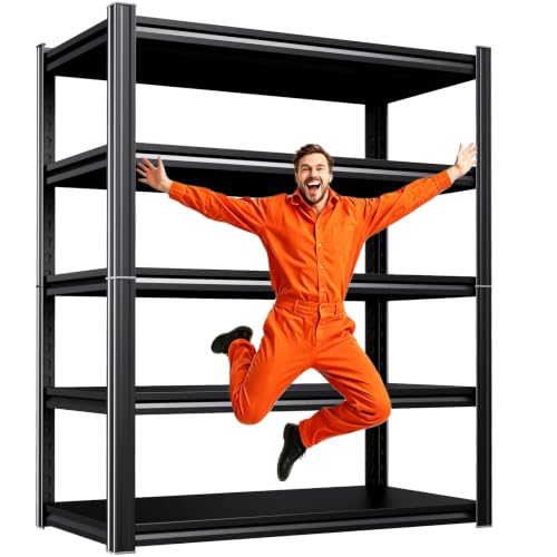 Image of 72''H 35''W Storage Shelves Garage Shelving,Adjustable Garage Shelves,Heavy Duty Metal Shelving, 5 Tier Utility Steel Shelf, Shelving Units and Storage Rack fo Kitchen Pantry Laundry