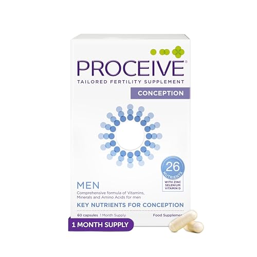 Proceive Men Fertility Supplement for Conception - Vitamins & Minerals for Men Trying to Conceive - Selenium Zinc Co Q10 Vitamin D - 60 Capsules (1 Month Supply) - Vegan