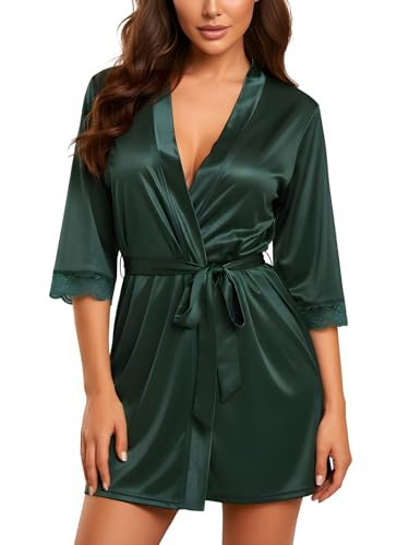 Image of Xs and Os Women Satin Short Nighty Babydoll Nightwear Robe