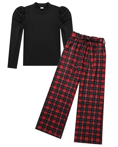 Ensemble tricot filles avec pantalon large pour l'école et les sorties d'hiver
