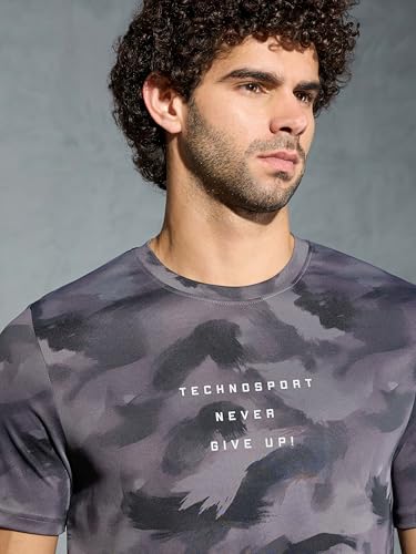 Image of TECHNOSPORT Men's Regular Fit Half Sleeve Crew Neck T-Shirt, TECHNOCOOL+ Quick Dry Moisture Wicking Stretchable Sports Gym and Casual Wear