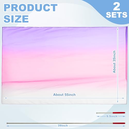 Image of Jecery 2 Pack Praise Dance Worship Flags, 35''x 55'', White Pink Purple