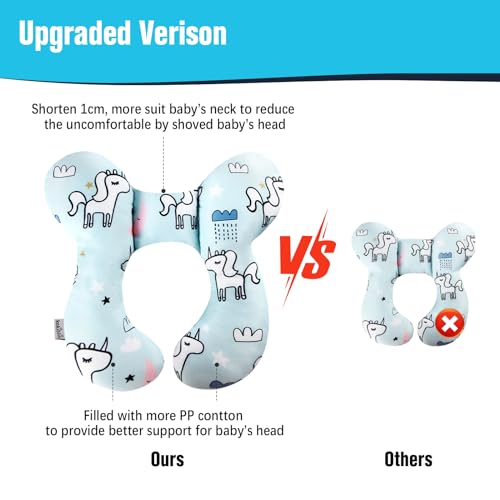 Image of KAKIBLIN Baby Neck Pillow, Baby Support Pillow,Upgraded Neck Pillows for Car Seat,Head and Neck Support Pillow for Car Seat, Stroller, Pushchair(Unicorn)