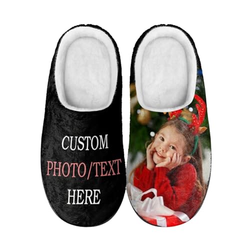 ZYHJJ Pantuflas de Algodón Personalizadas, Personalizables con fotos y texto, Zapatillas de Estar por Casa para Hombre Mujer,Regalos Personalizados para Familiares y Amigos (Estilo-4)