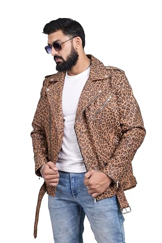 Buy Leather Jacket For Men, Leapord Design Stylish Biker Jacket