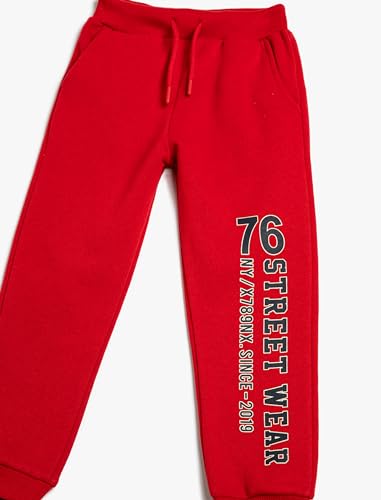 Pantalones de chándal niños rojos Koton jogger de algodón con bolsillos 3