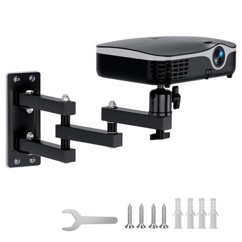Support mural pour projecteur rotatif à 360° et bras réglable de 37cm