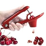 Cherry Pitter, Brighoot Stainless Steel Cherry Pitter Tool Cherries Corer with Lock Design for Making Cherry Jam, Remove Cherry Seed with Space/Safe/Quick (Red)
