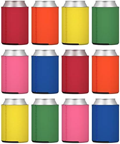 TahoeBay 12 Neoprene Can Sleeves for Standard 12 Ounce Cans Blank Beer Coolers (Multicolor, 12)