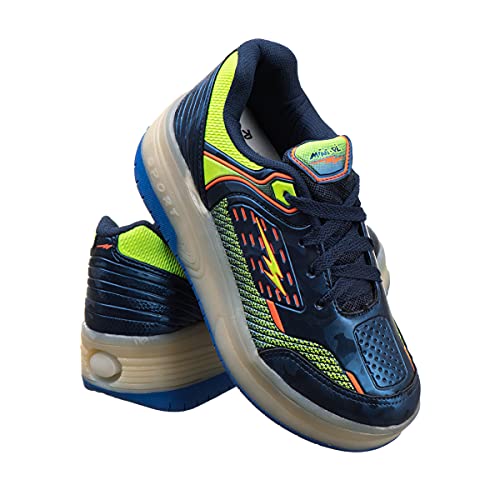 Tênis Infantil Masculino de Led Com 2 Rodinhas - MP1721 - AS145 Cor:Azul Marinho Sport;Tamanho:33
