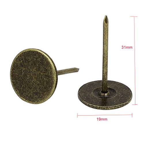 Sydien Flat Head Upholstery Tacks Home Furniture Decor Nail Bronze Tone 19mm Head Dia,31mm Height-100 Pcs - Thumbnail 2