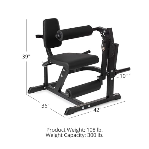 Titan Fitness Plate-Loaded Adjustable Leg Extension and Curl Machine, Rated 300 LB, Lower Body Specialty Machine for Extension and Curls, Muscle Focus on Thigh, Quads and Hamstrings