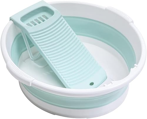 Miniatura 10 de Lavabo plegable para lavar a mano, bañera antideslizante con tabla de lavado integrada para lavar a mano lavandería hogar (gris)