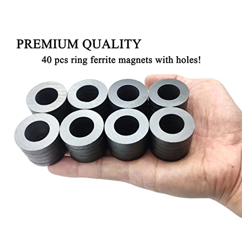 Ferrite Ring Magnets With Holes - 1.26 Inch (32Mm) Round Disc Donut Magnets For Refrigerator Fridge, Science Projects, Crafts, Around The Office (Pack Of 40) #TOP2