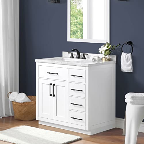 Ove Decors 36 In. Single Undermount Sink Bathroom Vanity With Cloudy Cultured Marble Countertop, 36 Inches, White #TOP3